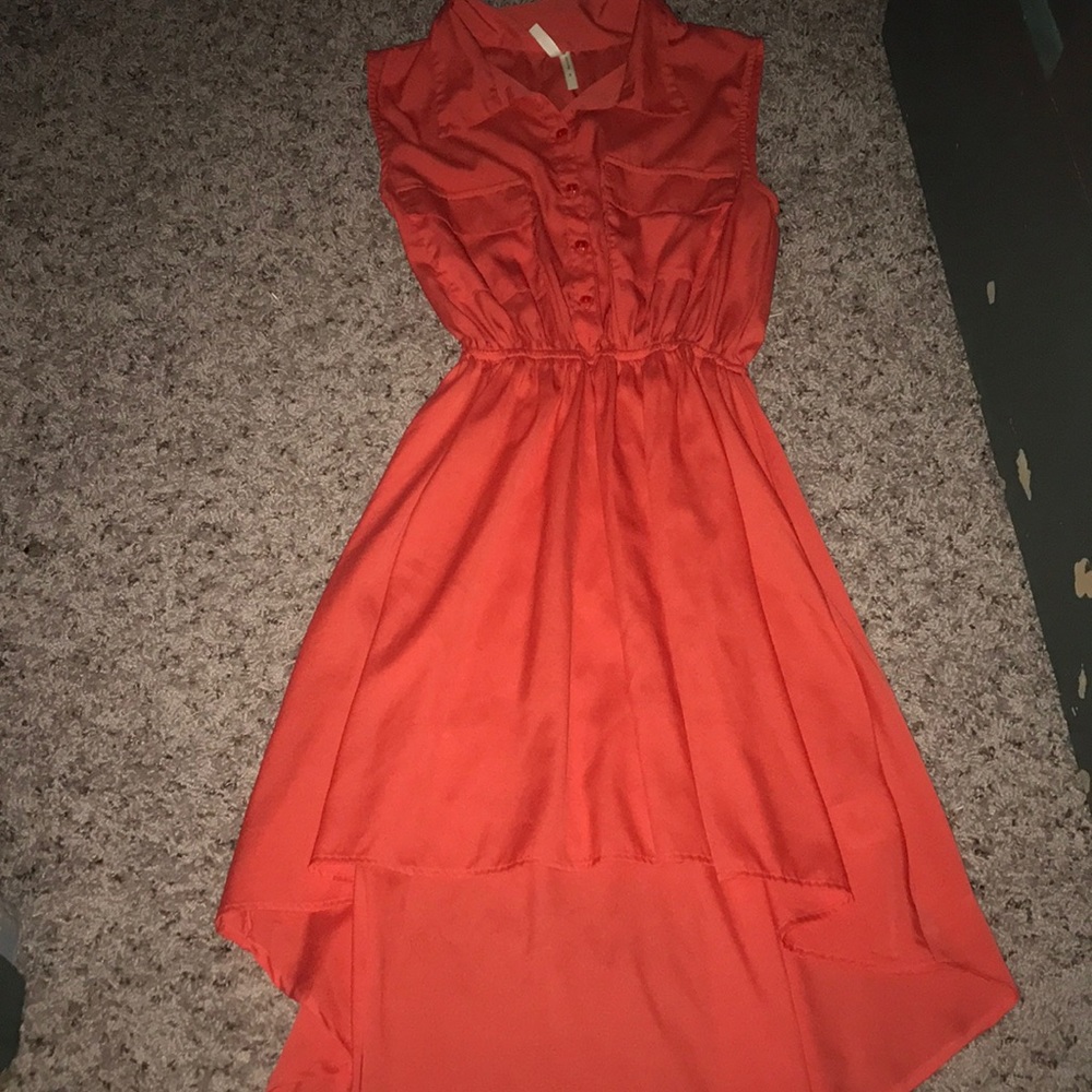 Orange high-low collared dress